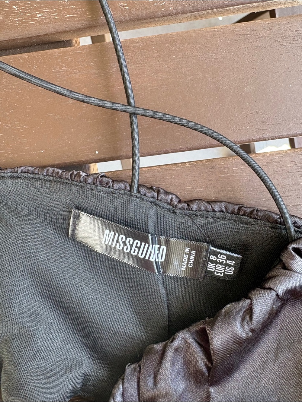 Missguided Black Satin Ruched Crop Top US 4 Strappy Corset Y2K Party Going Out - Picture 3 of 3